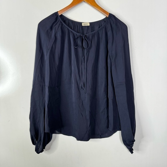 L’Agence Silk Navy Long Sleeve Blouse Size 2 - Picture 1 of 5